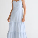 Vestido Midi Marias Vichy - Azul