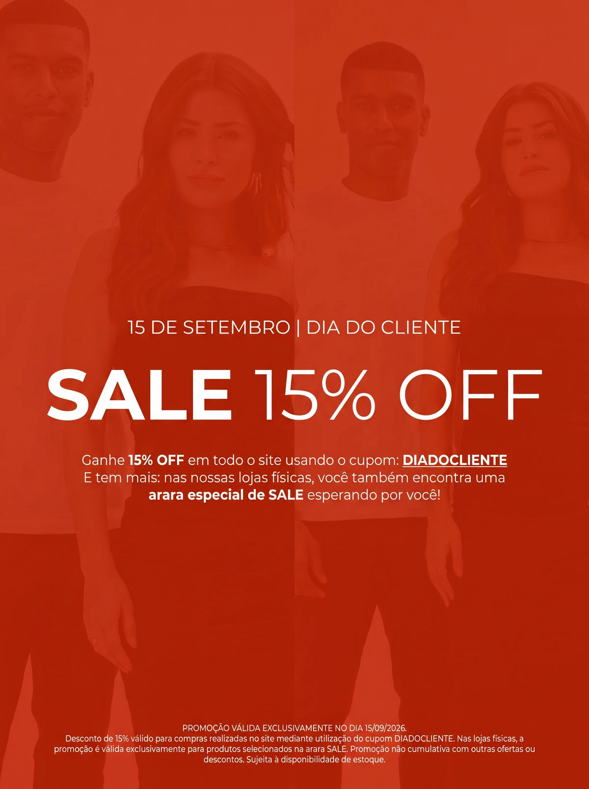 Sale 15% OFF — Dia do Cliente (mobile)
