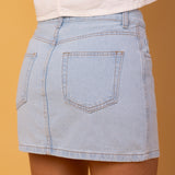 Saia Mini Saia Recorte Pizza Feminino Jeans Claro