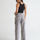 CALÇA WIDE LEG CARGO FEMININO CINZA