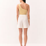 BERMUDA LINHO CÓS TRANSPASSADO FEMININO OFF WHITE