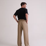 CALÇA BAGGY ALFAIATARIA MASCULINA KAKI
