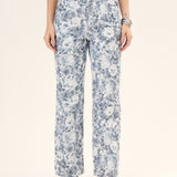 CALÇA WIDE LEG ESTAMPADA FLORAL OFF WHITE