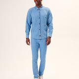 CAMISA MANGA LONGA EM JEANS MASCULINO CLARO