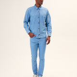 CAMISA MANGA LONGA EM JEANS MASCULINO CLARO