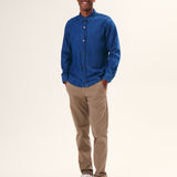 CAMISA MANGA LONGA EM JEANS MASCULINO MÉDIO