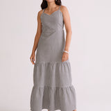 VESTIDO MIDI MARIAS VICHY PRETO