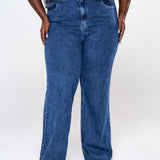 Calça Reta Plus Size - Jeans Escuro