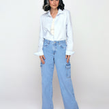 Calça Wide Leg Cargo