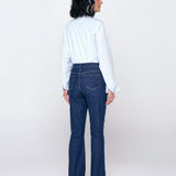 Calça Boot Cut Com Nervura - Jeans Escuro