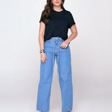 Calça Baggy Com Cinto - Jeans Claro