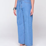 Calça Baggy Com Cinto - Jeans Claro