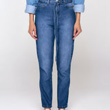 Calça Jeans Mom Com Cinto - Jeans Escuro