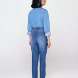 Calça Jeans Mom Com Cinto - Jeans Escuro