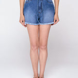 Shorts Barra Fio Com Cinto - Jeans Escuro