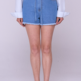 Shorts Barra Fio Com Cinto - Jeans Claro