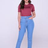 Calça Jeans Mom Com Cinto - Jeans Claro