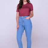 Calça Jeans Mom Com Cinto - Jeans Claro