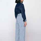 Calça Wide Leg Listrada