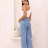 Calça Wide Leg Feminina - Jeans Claro