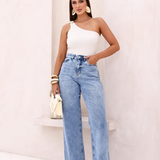 Calça Wide Leg Feminina - Jeans Claro