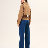 JAQUETA TRENCH COAT CURTO FEMININO KAKI