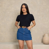 Short Saia Jeans Cintura Média