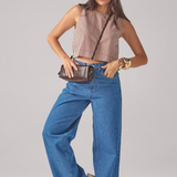 Calça Feminina Wide Leg - Jeans Médio