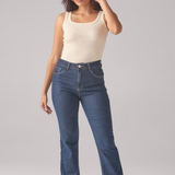 Calça Feminina Reta - Jeans Escuro