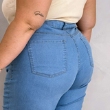 Calça Super Skinny Jeans Plus Size Cintura Alta Azul Claro