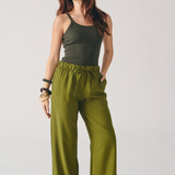 Calça Reta Cós Com Elástico e Bolsos