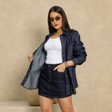 Short Saia Jeans Cintura Média
