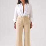 Calça Wide Leg Feminina Areia