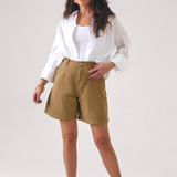 Bermuda Feminina Alfaiatada Com Pregas