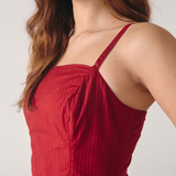 Vestido Midi Decote Reto Alça Fina