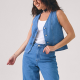 Colete Jeans Feminino - Jeans Médio