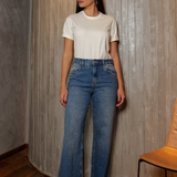 Calça Jeans Palazzo Com Brilho