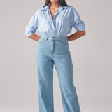 Calça Feminina Wide Leg - Jeans Claro