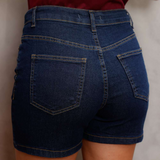 Shorts Feminino Jeans Cintura Média Escuro