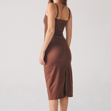 Vestido Midi Icon Feminino Marrom