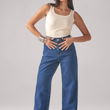 Calça Feminina Wide Leg - Jeans Escuro