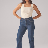 Calça Feminina Reta - Jeans Escuro