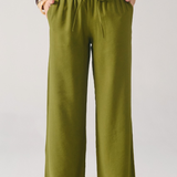 Calça Reta Cós Com Elástico e Bolsos